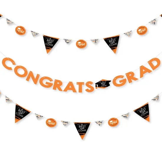 Big Dot of Happiness Orange Grad - Best is Yet to Come -Grad Party Letter Banner Decor - 36 Banner Cutouts and Congrats Grad Banner Letters {1}