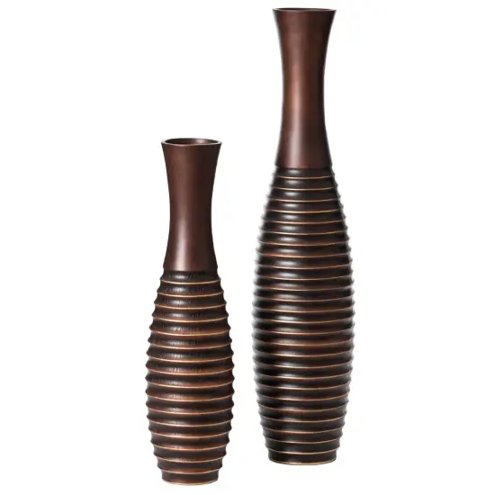 Elegant Decorative Tall Trumpet Shape Floor Vase in Brown - Modern Home D&eacute;cor Accent, Sleek Tall Floor Vase for Living Room, Entryway, or Dining Room, Perfect for Dried Flowers or Silk Arrangements {1}