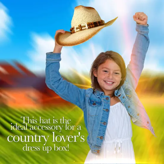 Western Straw Cowboy Hat - Straw Woven Cow Boy Hats Costume Accessories - 1 Piece {4}