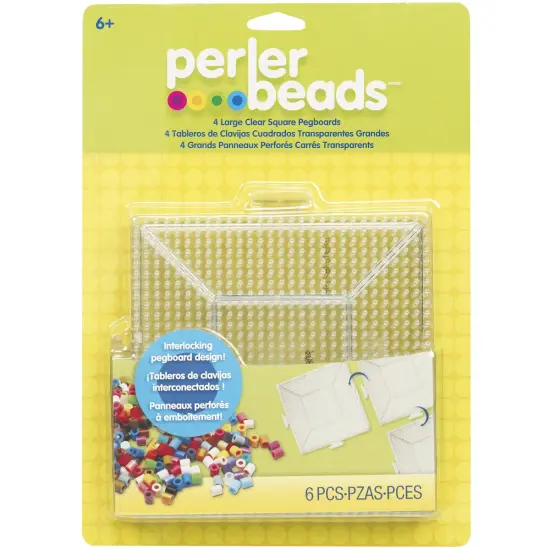 Perler Pegboards 4/Pkg-Large Square Clear {1}