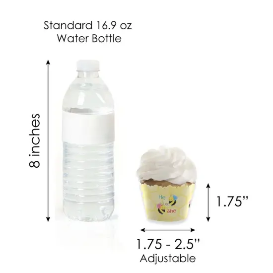 Big Dot of Happiness What Will it Bee - Cupcake Decoration - Gender Reveal Cupcake Wrappers and Treat Picks Kit - Set of 24 {7}