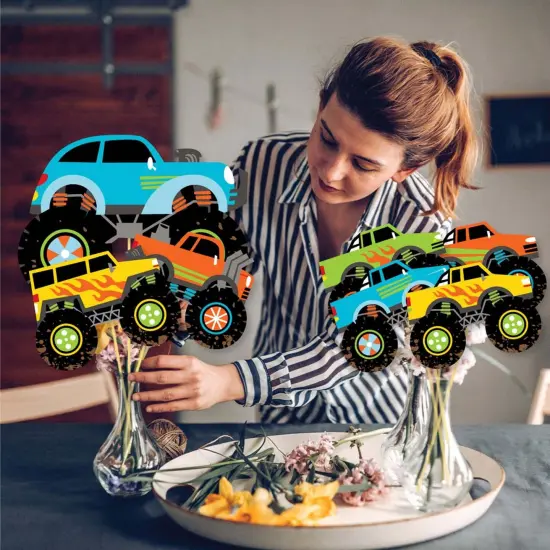 Big Dot of Happiness Smash and Crash - Monster Truck - Boy Birthday Party Centerpiece Sticks - Showstopper Table Toppers - 35 Pieces {4}