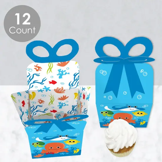 Big Dot of Happiness Under The Sea Critters - Square Favor Gift Boxes - Baby Shower or Birthday Party Bow Boxes - Set of 12 {4}