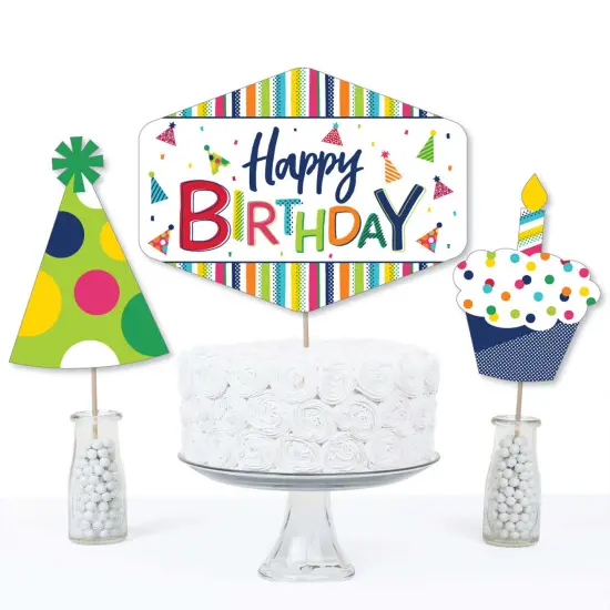 Big Dot of Happiness Cheerful Happy Birthday - Colorful Birthday Party Centerpiece Sticks - Table Toppers - Set of 15 {4}