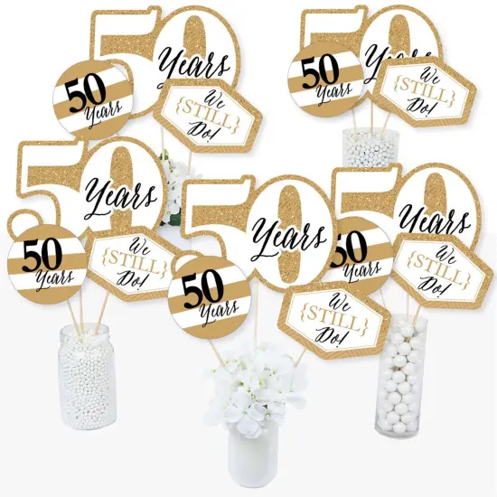 Big Dot of Happiness We Still Do - 50th Wedding Anniversary - Anniversary Party Centerpiece Sticks - Table Toppers - Set of 15 {1}