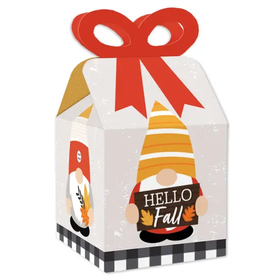 Big Dot of Happiness Fall Gnomes - Square Favor Gift Boxes - Autumn Harvest Party Bow Boxes - Set of 12 {1}