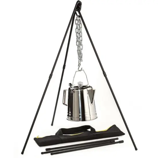 Lodge Adjustable Campfire Cooking Tripod 40"-60" Hanging Chain and Carrying Case {1}