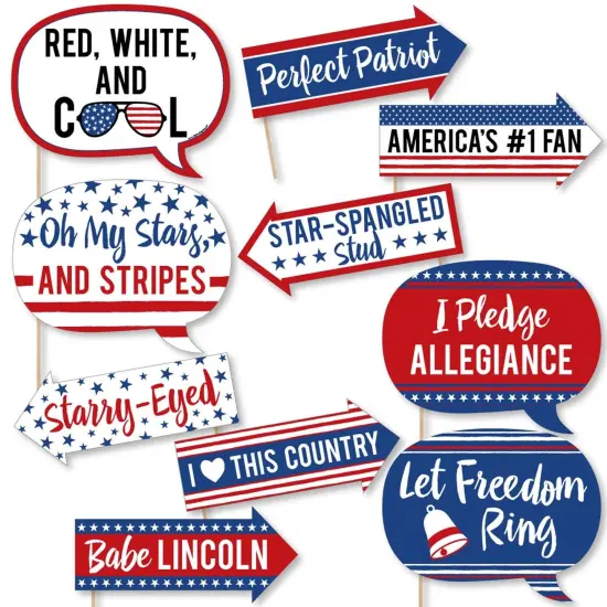 Big Dot of Happiness Funny Stars & Stripes - Memorial Day, 4th of July and Labor Day USA Patriotic Party Photo Booth Props Kit - 10 Piece {1}