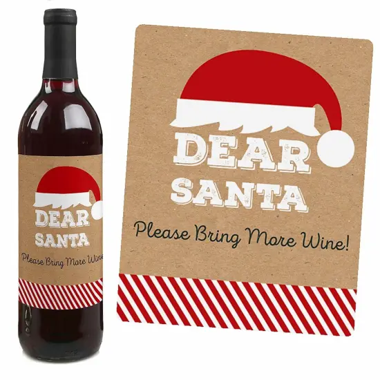 Big Dot of Happiness Funny Jolly Santa Claus - Christmas Party Decorations for Women and Men - Wine Bottle Label Stickers - Set of 4 {4}
