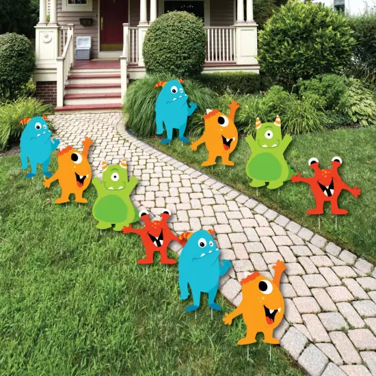 Big Dot of Happiness Monster Bash - Lawn Decorations - Outdoor Little Monster Birthday Party or Baby Shower Yard Decorations - 10 Piece {1}
