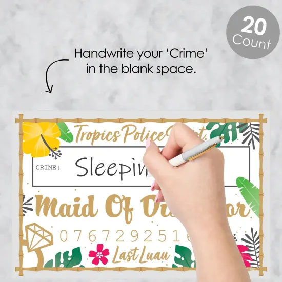 Big Dot of Happiness Last Luau - Tropical Bachelorette Party and Bridal Shower Mug Shots - Photo Booth Props Kit - 20 Count {3}