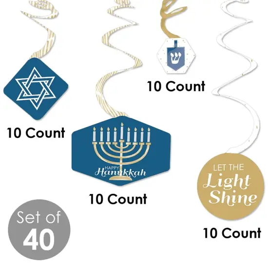 Big Dot of Happiness Happy Hanukkah - Chanukah Hanging Decor - Party Decoration Swirls - Set of 40 {6}