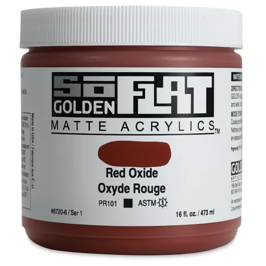Golden SoFlat Matte Acrylic Paint - Red Oxide, 473 ml, Jar {1}