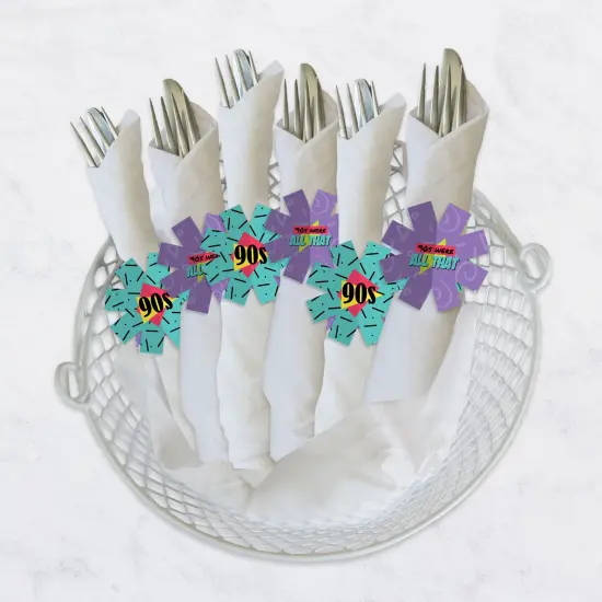 Big Dot of Happiness 90&rsquo;s Throwback - 1990s Party Paper Napkin Holder - Napkin Rings - Set of 24 {4}