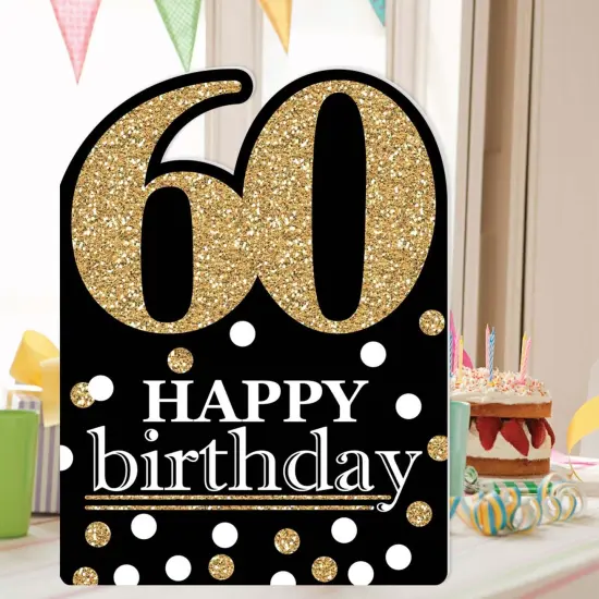 Big Dot of Happiness Adult 60th Birthday - Gold - Happy Birthday Giant Greeting Card - Big Shaped Jumborific Card {3}