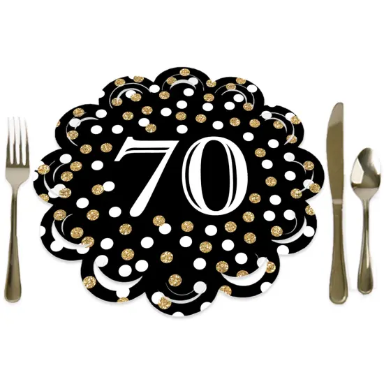 Big Dot of Happiness Adult 70th Birthday - Gold - Birthday Party Round Table Decorations - Paper Chargers - Place Setting For 12 {1}