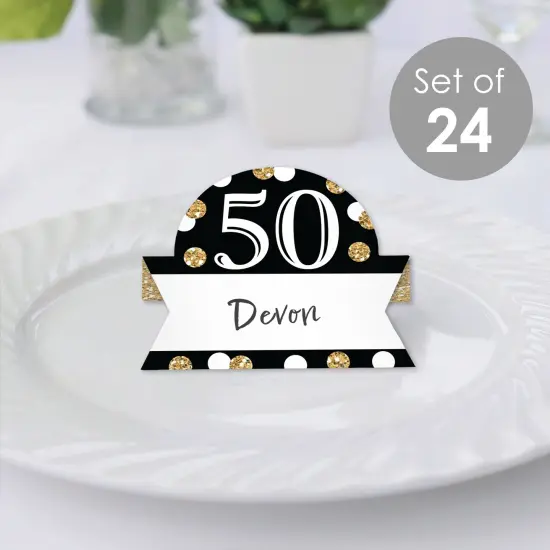 Big Dot of Happiness Adult 50th Birthday - Gold - Birthday Party Tent Buffet Card - Table Setting Name Place Cards - Set of 24 {3}