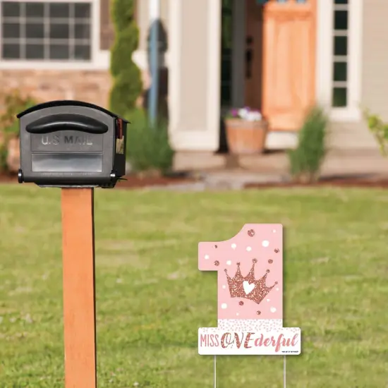 Big Dot of Happiness 1st Birthday Little Miss Onederful - Outdoor Lawn Sign - Girl First Birthday Party Yard Sign - 1 Piece {3}