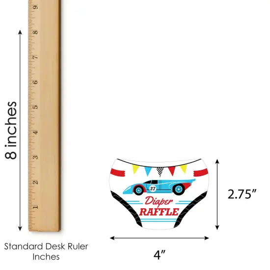Big Dot of Happiness Let&rsquo;s Go Racing - Racecar - Diaper Shaped Raffle Ticket Inserts - Race Car Baby Shower Activities - Diaper Raffle Game - 24 Ct {4}