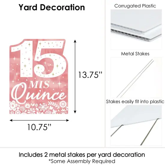 Big Dot of Happiness Mis Quince Anos - Outdoor Lawn Sign - Quinceanera Sweet 15 Birthday Party Yard Sign - 1 Piece {7}