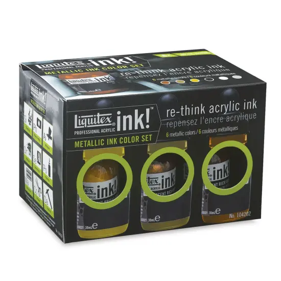 Liquitex Professional Acrylic Ink Set - Metallic Colors, Set of 6, 30 ml {1}