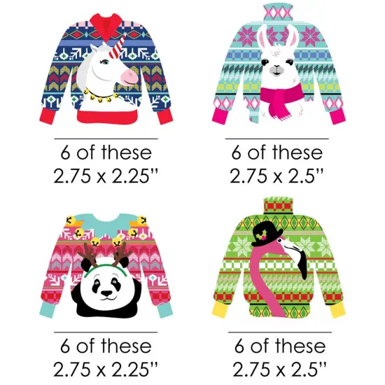 Big Dot of Happiness Wild and Ugly Sweater Party - Shaped Paper Holiday and Christmas Animals Party Cut-Outs - 24 Count {3}
