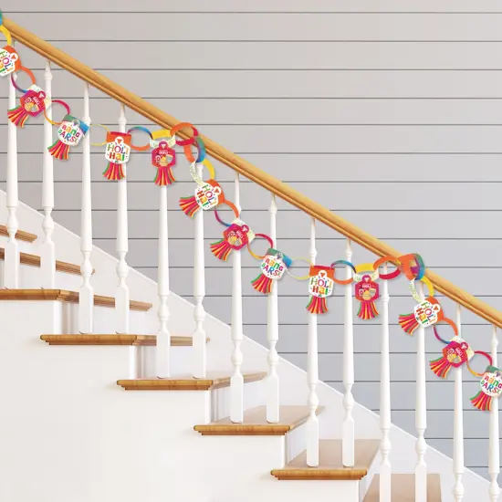 Big Dot of Happiness Holi Hai - 90 Chain Links and 30 Paper Tassels Decoration Kit - Festival of Colors Party Paper Chains Garland - 21 feet {4}