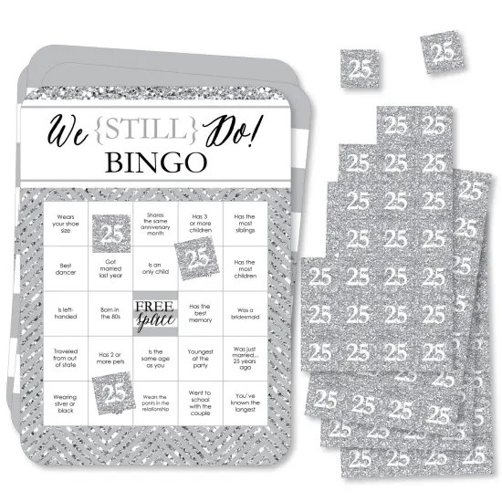 Big Dot of Happiness We Still Do - 25th Wedding Anniversary - Find the Guest Bingo Cards and Markers - Anniversary Party Bingo Game - Set of 18 {1}