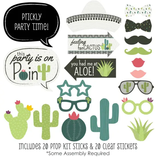 Big Dot of Happiness Prickly Cactus Party - Fiesta Party Photo Booth Props Kit - 20 Count {3}