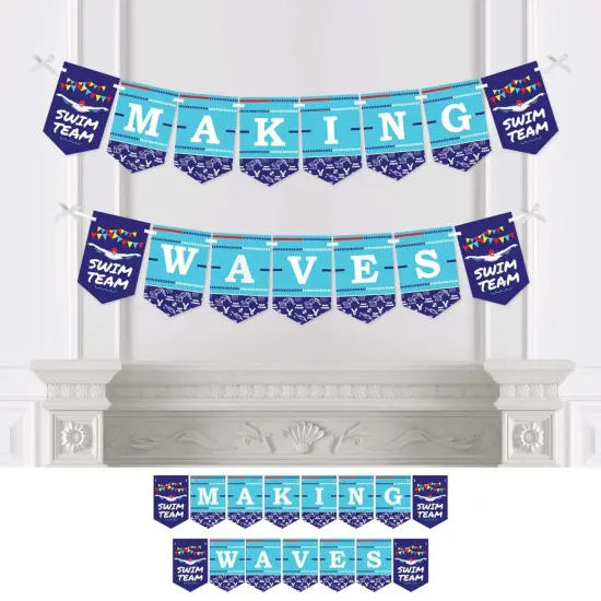 Big Dot of Happiness Making Waves - Swim Team - Swimming Party Bunting Banner - Party Decorations - Making Waves {1}