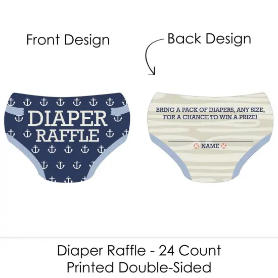 Big Dot of Happiness Ahoy - Nautical - Diaper Shaped Raffle Ticket Inserts - Baby Shower Activities - Diaper Raffle Game - Set of 24 {3}