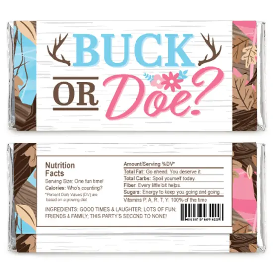 Big Dot of Happiness Buck or Doe - Candy Bar Wrapper Hunting Gender Reveal Party Favors - Set of 24 {3}