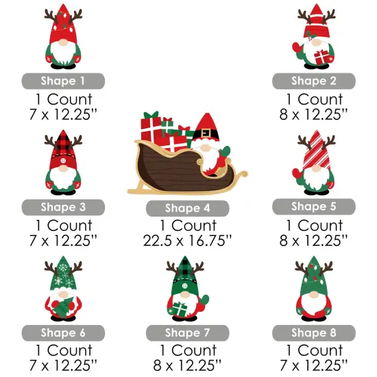 Big Dot of Happiness Red and Green Holiday Gnomes Santa Sleigh - Yard Sign and Outdoor Lawn Decorations - Christmas Party Yard Signs - Set of 8 {7}