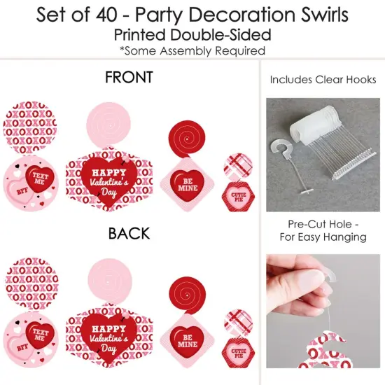 Big Dot of Happiness Conversation Hearts - Valentine's Day Party Hanging Decor - Party Decoration Swirls - Set of 40 {7}