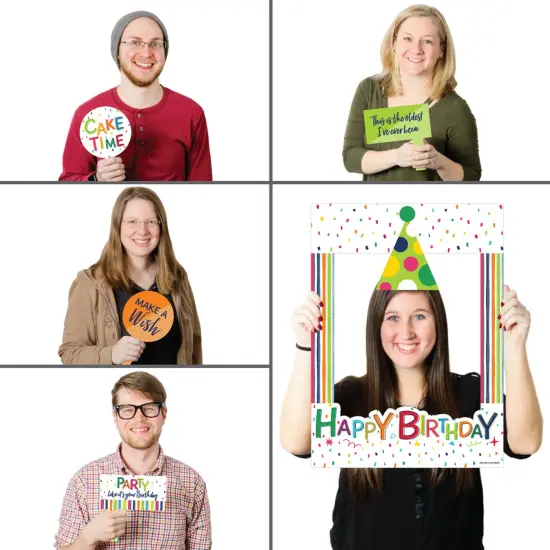 Big Dot of Happiness Cheerful Happy Birthday - Colorful Birthday Party Selfie Photo Booth Picture Frame and Props - Printed on Sturdy Material {3}