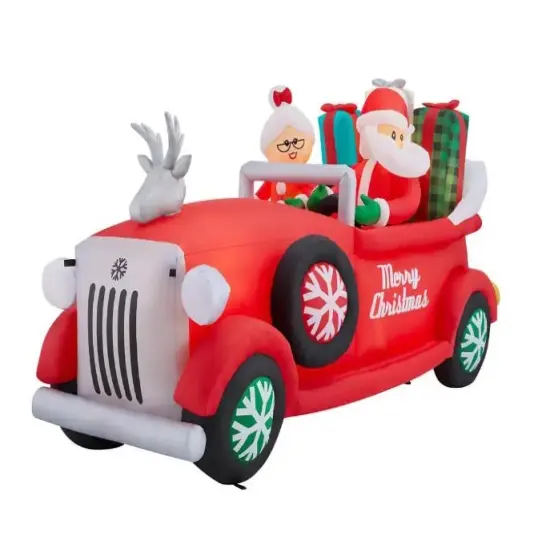 7.5' Gemmy Airblown Santa And Mrs. Claus in Vintage Car 880041 {1}