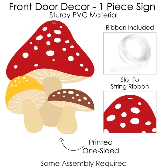 Big Dot of Happiness Wild Mushrooms - Hanging Porch Red Toadstool Decor and Party Outdoor Decorations - Front Door Decor - 1 Piece Sign {6}