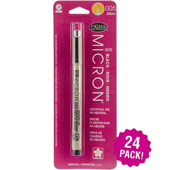 Multipack of 24 - Pigma Micron Pen 005 .2mm-Black {1}
