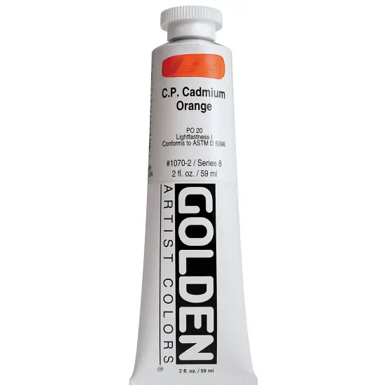 Golden Heavy Body Artist Acrylics - Cadmium Orange, 2 oz Tube {2}