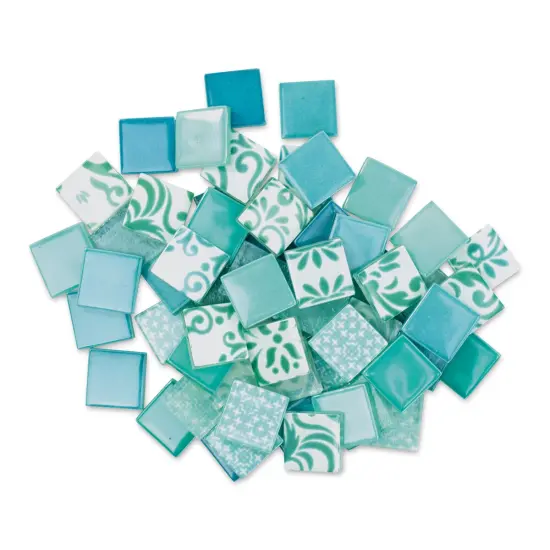 Mosaic Mercantile Patchwork Tiles - Light Blue/Teal, 1 lb {1}