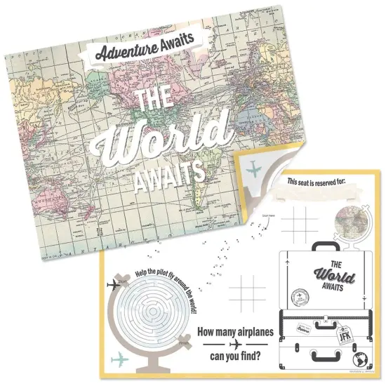 Big Dot of Happiness World Awaits - Paper Travel Themed Birthday Party Coloring Sheets - Activity Placemats - Set of 16 {1}