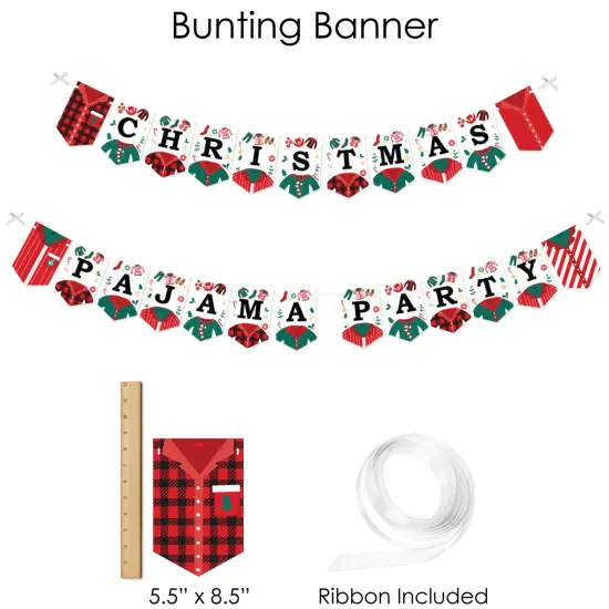 Big Dot of Happiness Christmas Pajamas - Holiday Plaid PJ Party Supplies - Banner Decoration Kit - Fundle Bundle {4}