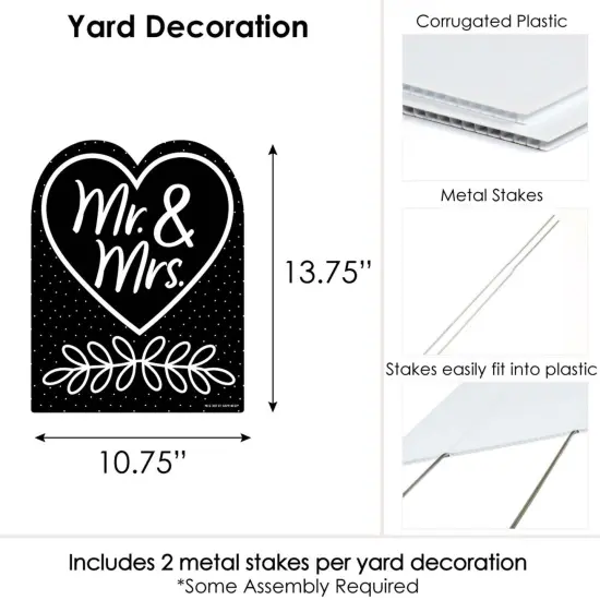 Big Dot of Happiness Black and White Mr. and Mrs. - Outdoor Lawn Sign - Wedding Congratulations Yard Sign - 1 Piece {7}