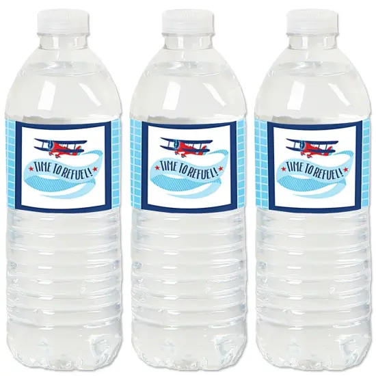 Big Dot of Happiness Taking Flight - Airplane - Vintage Plane Baby Shower or Birthday Party Water Bottle Sticker Labels - Set of 20 {1}