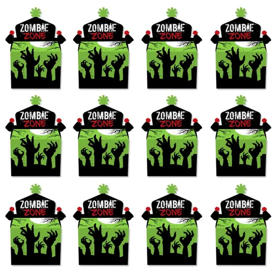 Big Dot of Happiness Zombie Zone - Treat Box Party Favors - Halloween or Birthday Zombie Crawl Party Goodie Gable Boxes - Set of 12 {6}