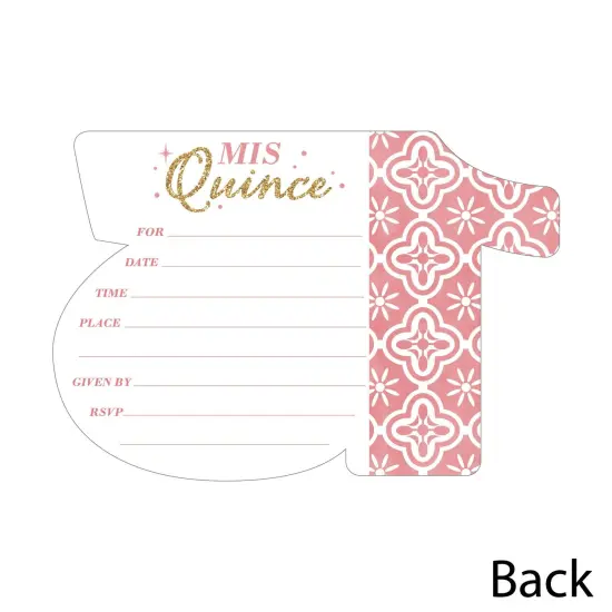 Big Dot of Happiness Mis Quince Anos - Shaped Fill-in Invitations - Quinceanera Sweet 15 Birthday Party Invitation Cards with Envelopes - Set of 12 {6}