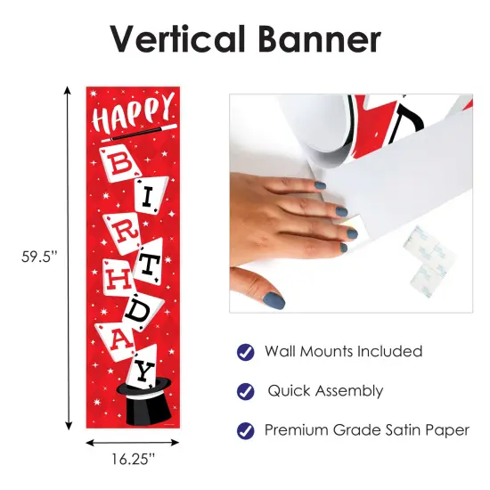 Big Dot of Happiness Ta-Da, Magic Show - Magical Birthday Party Front Door Decoration - Vertical Banner {4}