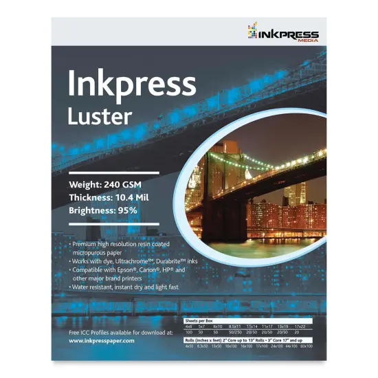 Inkpress - Luster Inkjet Papers, 13" x 19", 20 Sheets {1}