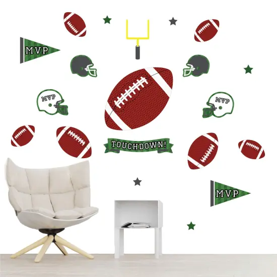 Big Dot of Happiness End Zone - Football - Peel and Stick Sports Decor Vinyl Wall Art Stickers - Wall Decals - Set of 20 {1}