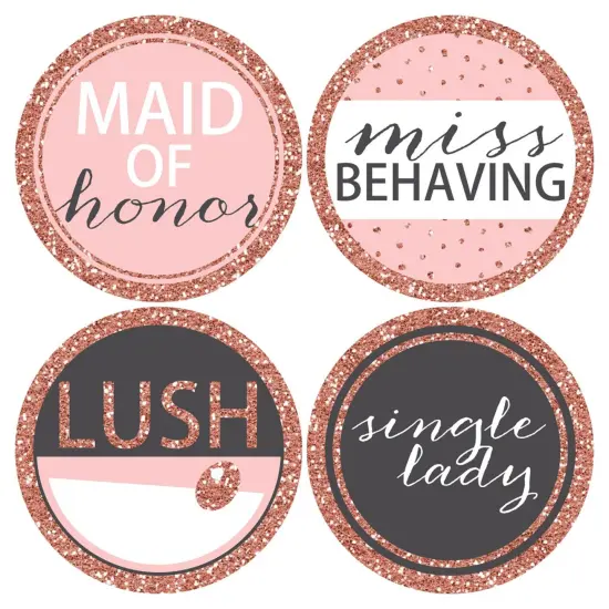 Big Dot of Happiness Bride Squad - Rose Gold Bridal Shower or Bachelorette Party Funny Name Tags - Party Badges Sticker Set of 12 {6}